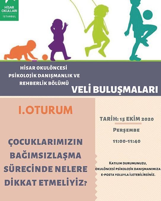 Okulöncesi Rehberlik Bölümümüzün Velilerimize Yönelik Çevrim İçi Paylaşım Buluşmaları 15 Ekim Perşembe Günü Başlıyor