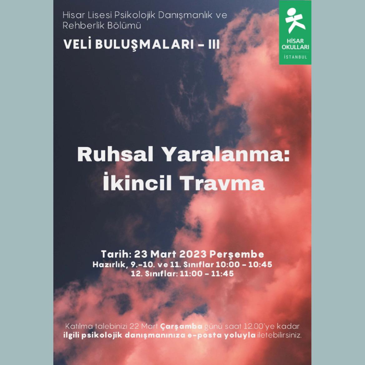 Lise Rehberlik Bölümümüzün “Veli Paylaşım Grup Çalışması” 23 Mart Perşembe Günü Gerçekleşecek