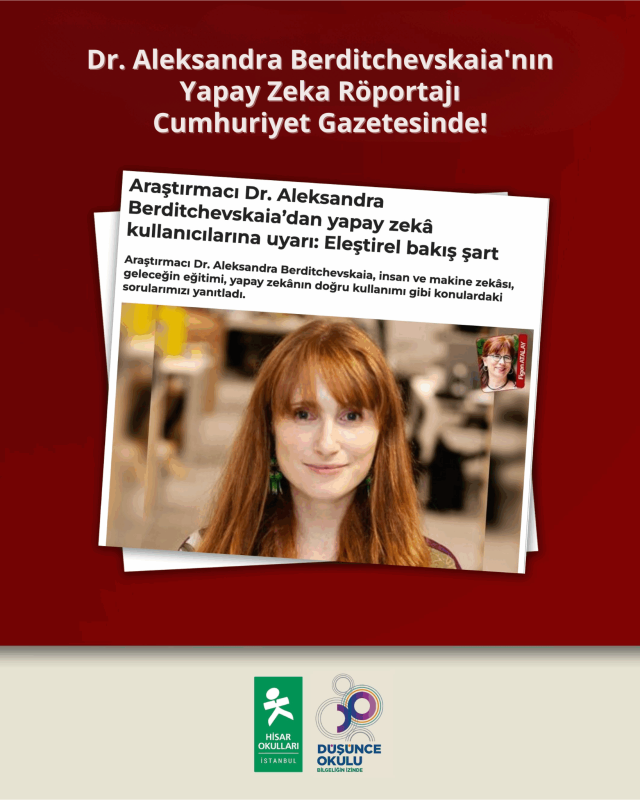 Dr. Aleksandra Berditchevskaia’nın Röportajı Cumhuriyet’te