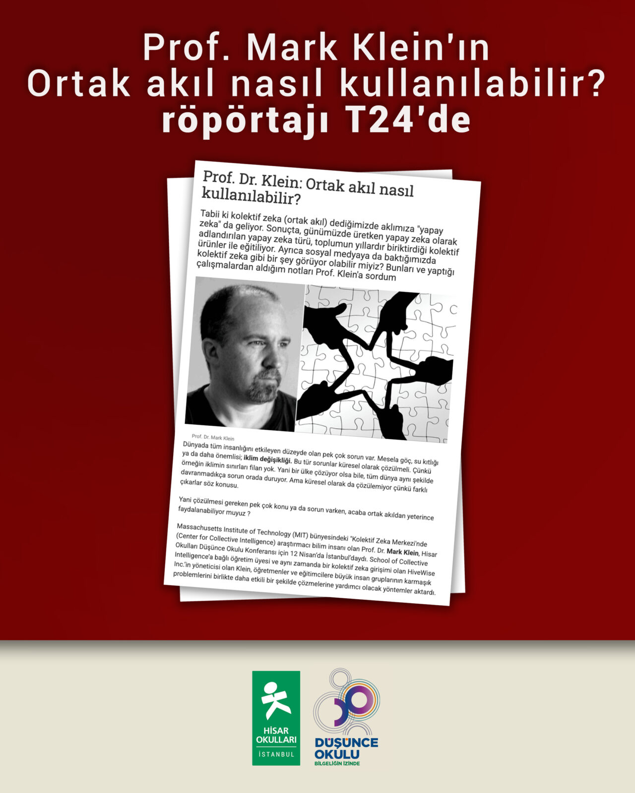 Prof. Dr. Mark Klein’ın Röportajı T24’te